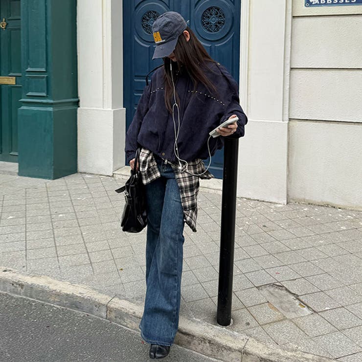 ユニセックス☆ストリート系レトロスエード調スタッズ付きフライトジャケット | 17kg | 詳細画像8 