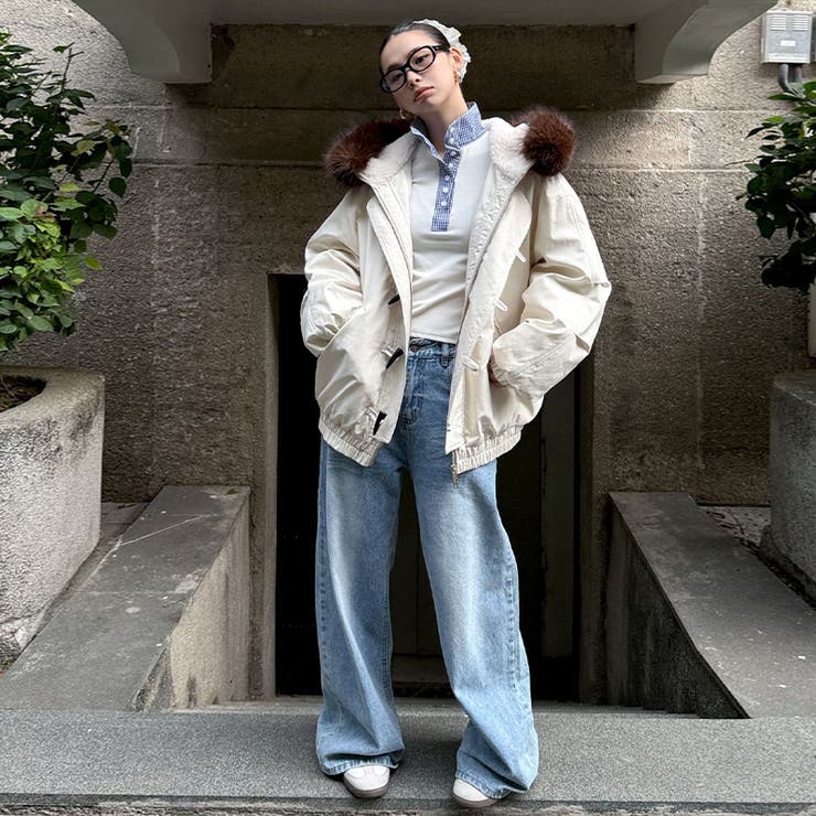 ベージュ | ユニセックス☆ストリート系厚手キルティング牛角ボタンファー付きパーカー | 17kg