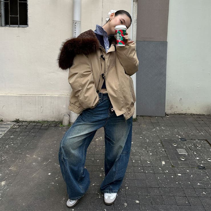 ユニセックス☆ストリート系厚手キルティング牛角ボタンファー付きパーカー | 17kg | 詳細画像22 