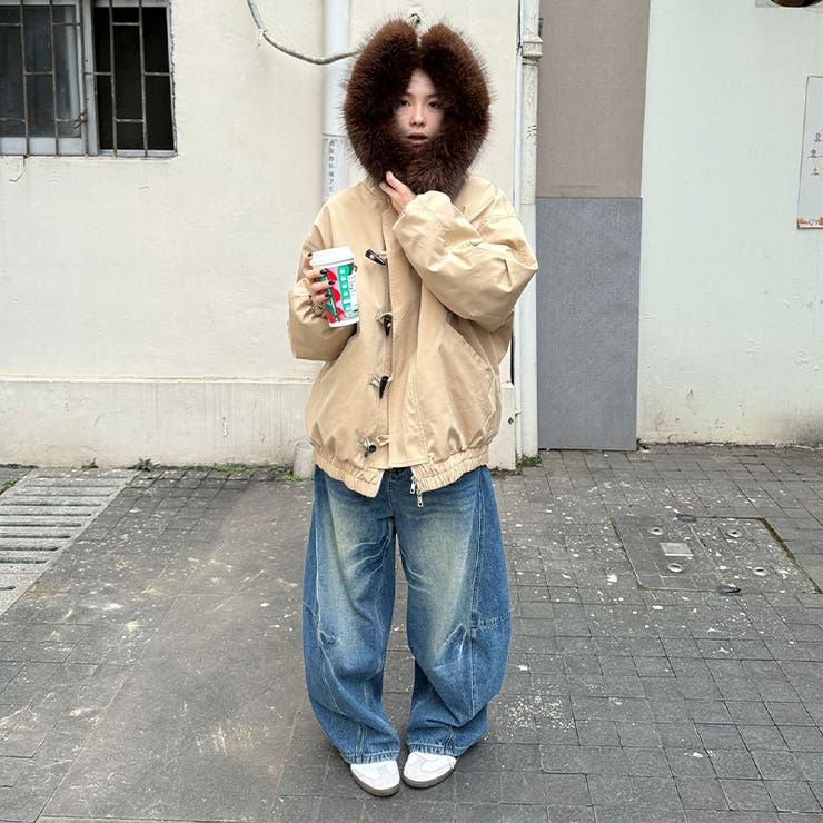 ユニセックス☆ストリート系厚手キルティング牛角ボタンファー付きパーカー | 17kg | 詳細画像23 