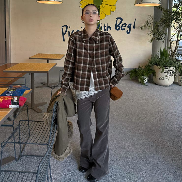 カーキ | ユニセックス☆ストリート系レトロ配色ブラウン系起毛チェックシャツ | 17kg