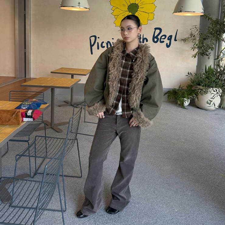 ユニセックス☆ストリート系レトロ配色ブラウン系起毛チェックシャツ | 17kg | 詳細画像10 