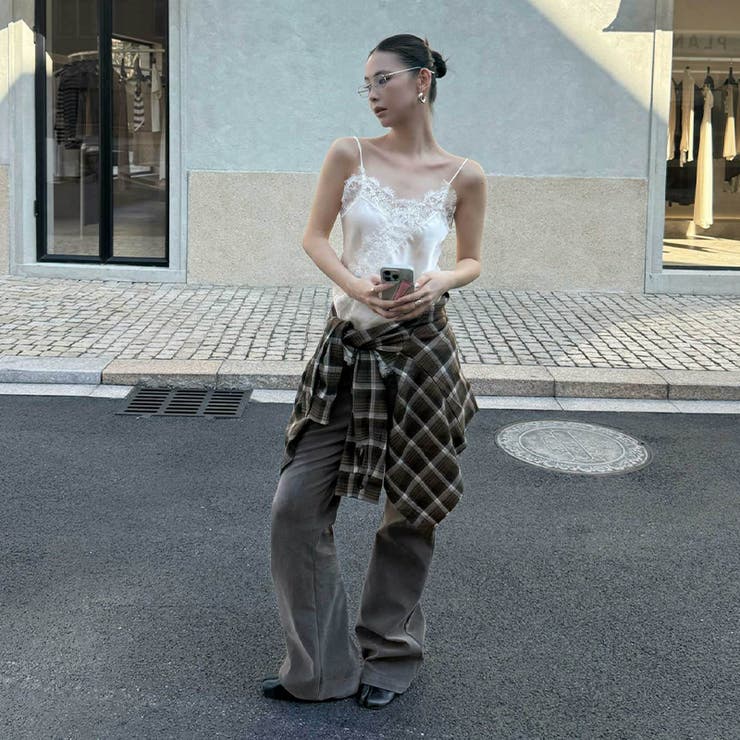 ユニセックス☆ストリート系レトロ配色ブラウン系起毛チェックシャツ | 17kg | 詳細画像13 