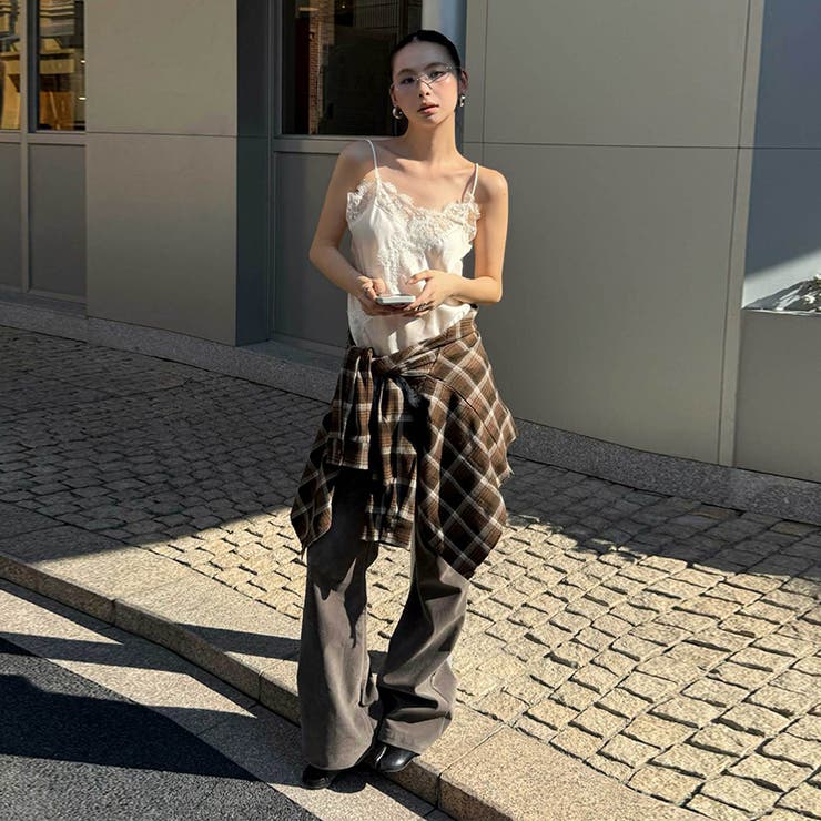 ユニセックス☆ストリート系レトロ配色ブラウン系起毛チェックシャツ | 17kg | 詳細画像15 