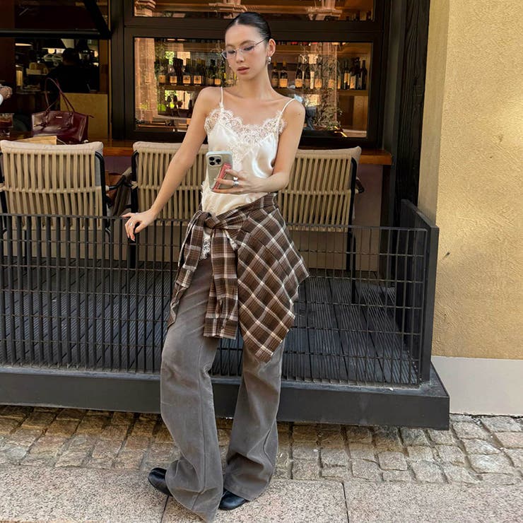 ユニセックス☆ストリート系レトロ配色ブラウン系起毛チェックシャツ | 17kg | 詳細画像18 