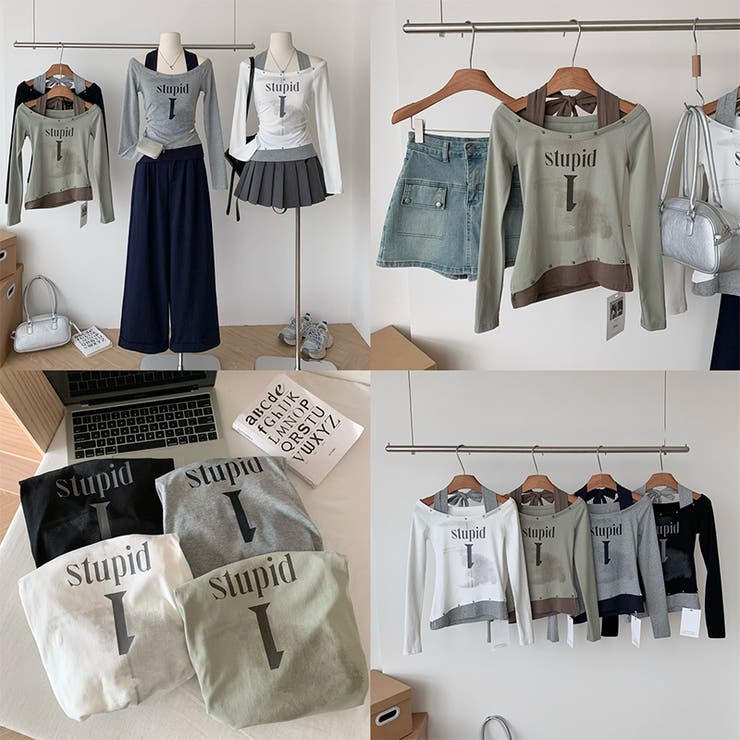 甘辛系ガールズ☆ホルターネックプリント入りトップス假2枚風 | 17kg | 詳細画像9 