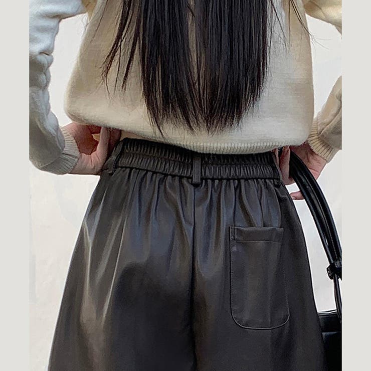 甘辛系ガールズ☆高品質PUレザーショートブーツパンツ五分丈ワイドパンツ | 17kg | 詳細画像10 