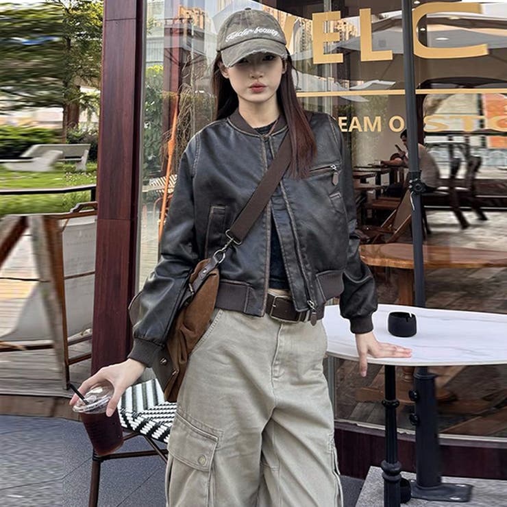 ユニセックス☆手作り色落ち加工ショート丈ライダースジャケットレザージャケット | 17kg | 詳細画像19 