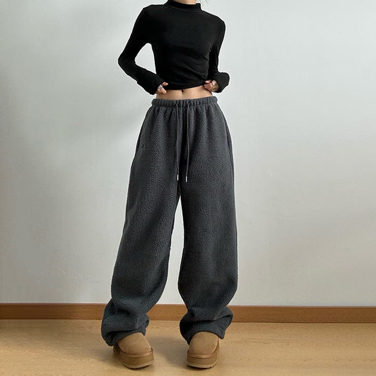 ダークグレー | ユニセックス☆フリースパンツ裏起毛厚手 | 17kg