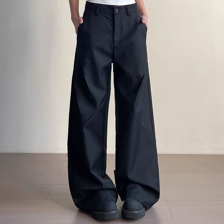 大人っぽく洗練された☆高級感あるタック入りカッティング裾引きずりロングパンツ | 17kg | 詳細画像10 