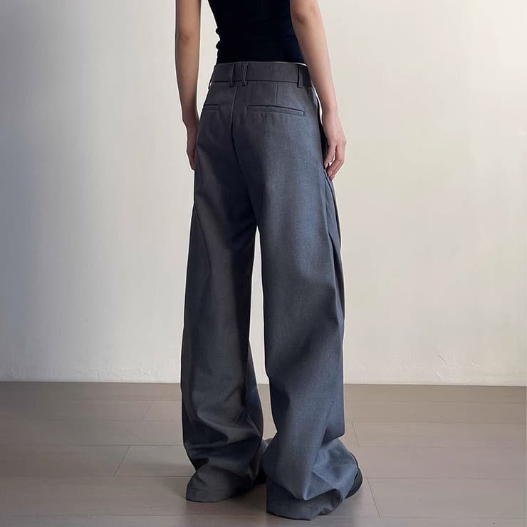 大人っぽく洗練された☆高級感あるタック入りカッティング裾引きずりロングパンツ | 17kg | 詳細画像2 