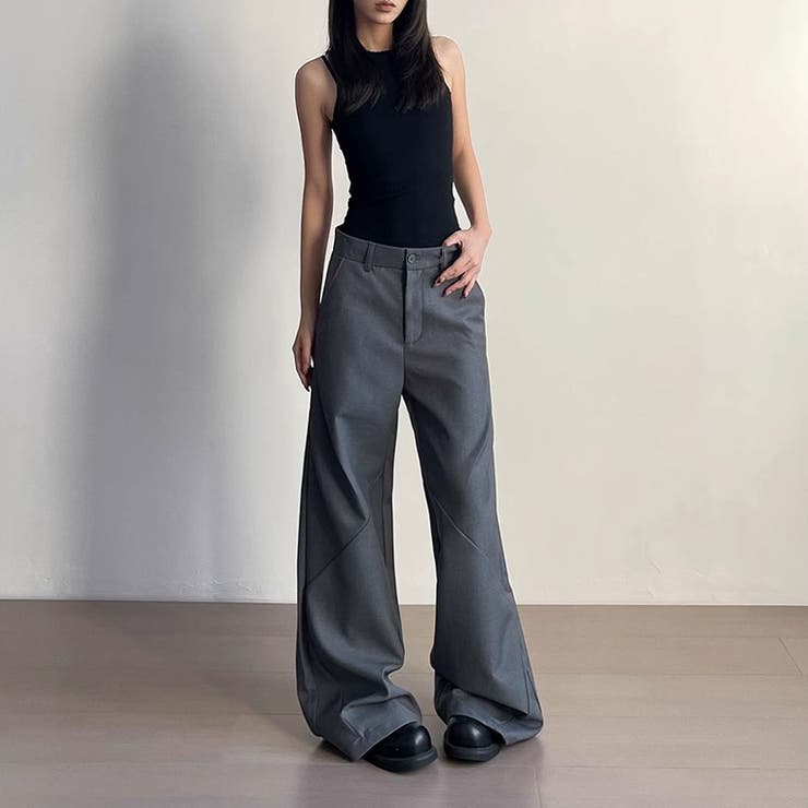 大人っぽく洗練された☆高級感あるタック入りカッティング裾引きずりロングパンツ | 17kg | 詳細画像12 