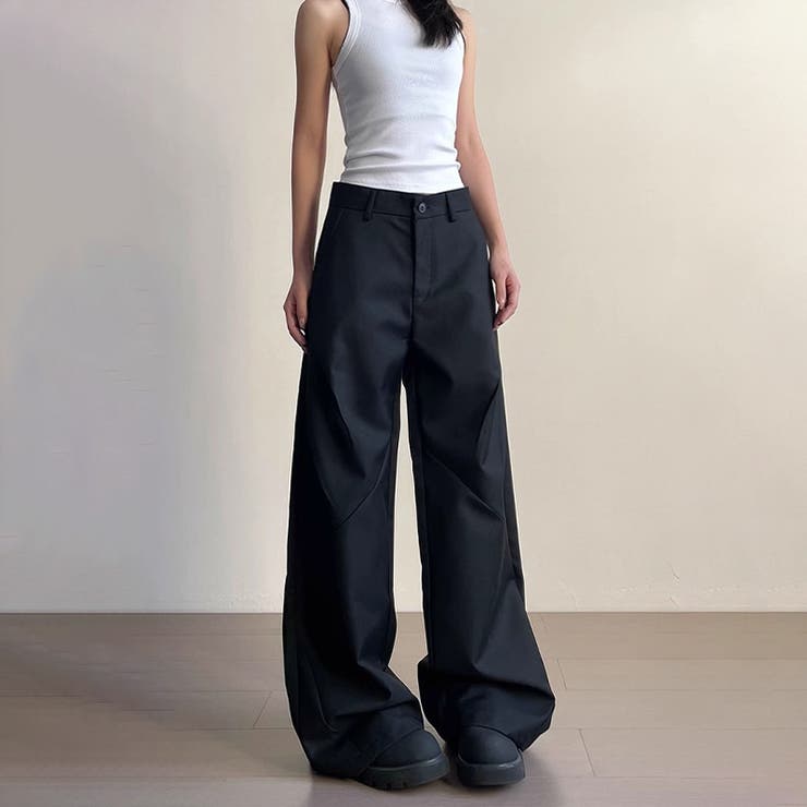 大人っぽく洗練された☆高級感あるタック入りカッティング裾引きずりロングパンツ | 17kg | 詳細画像13 