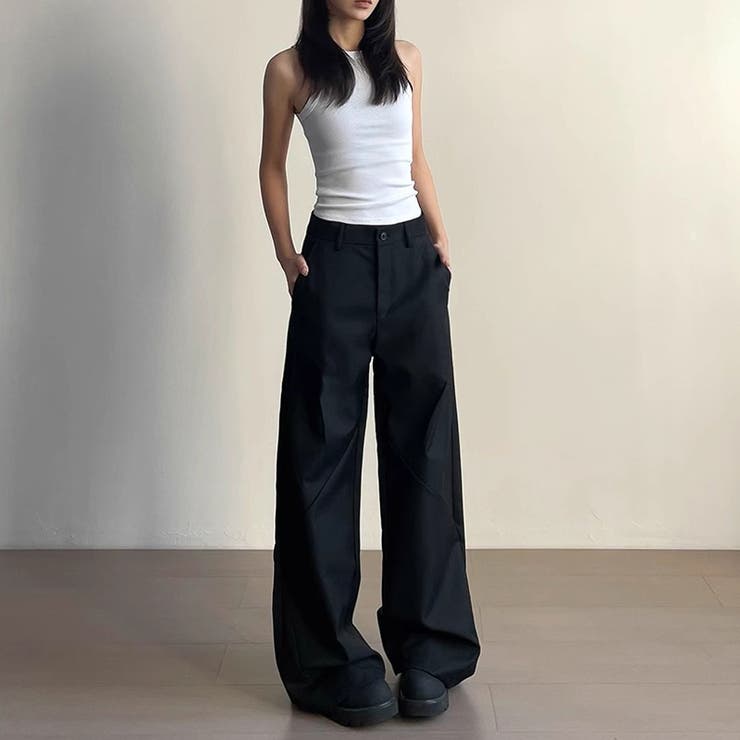 大人っぽく洗練された☆高級感あるタック入りカッティング裾引きずりロングパンツ | 17kg | 詳細画像14 