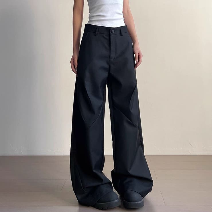 大人っぽく洗練された☆高級感あるタック入りカッティング裾引きずりロングパンツ | 17kg | 詳細画像3 