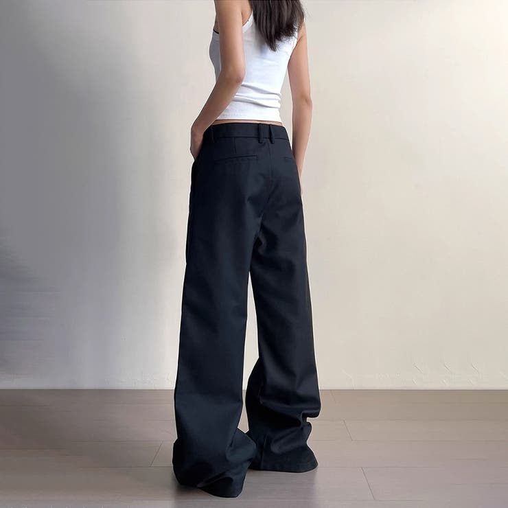 大人っぽく洗練された☆高級感あるタック入りカッティング裾引きずりロングパンツ | 17kg | 詳細画像15 