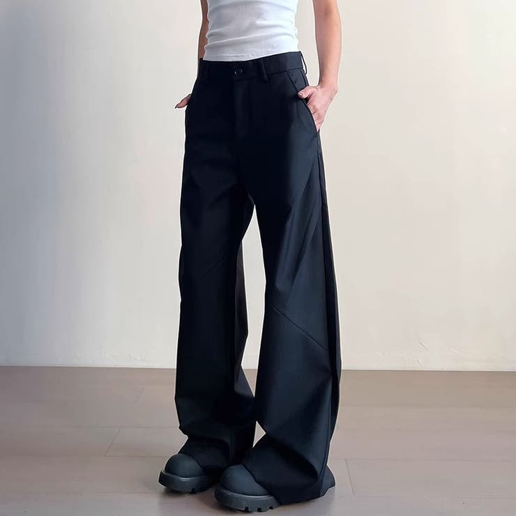 大人っぽく洗練された☆高級感あるタック入りカッティング裾引きずりロングパンツ | 17kg | 詳細画像4 