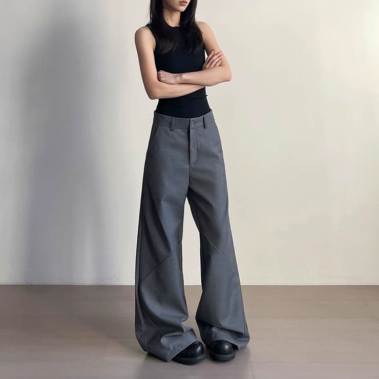 大人っぽく洗練された☆高級感あるタック入りカッティング裾引きずりロングパンツ | 17kg | 詳細画像6 