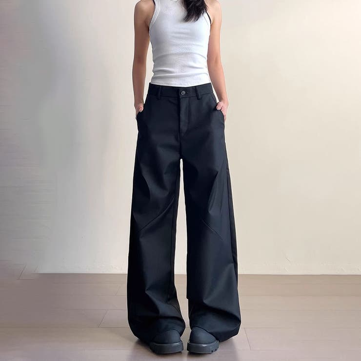 大人っぽく洗練された☆高級感あるタック入りカッティング裾引きずりロングパンツ | 17kg | 詳細画像7 