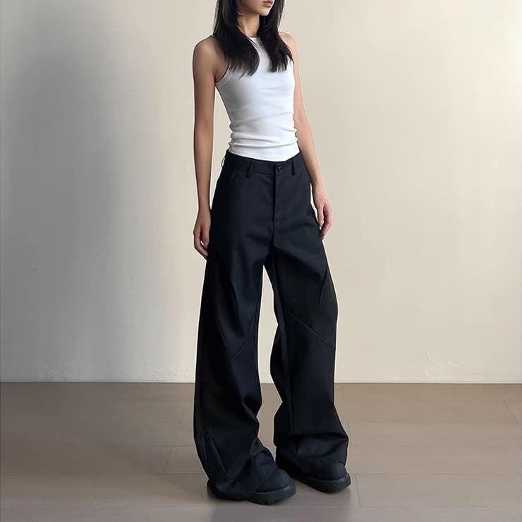 大人っぽく洗練された☆高級感あるタック入りカッティング裾引きずりロングパンツ | 17kg | 詳細画像8 