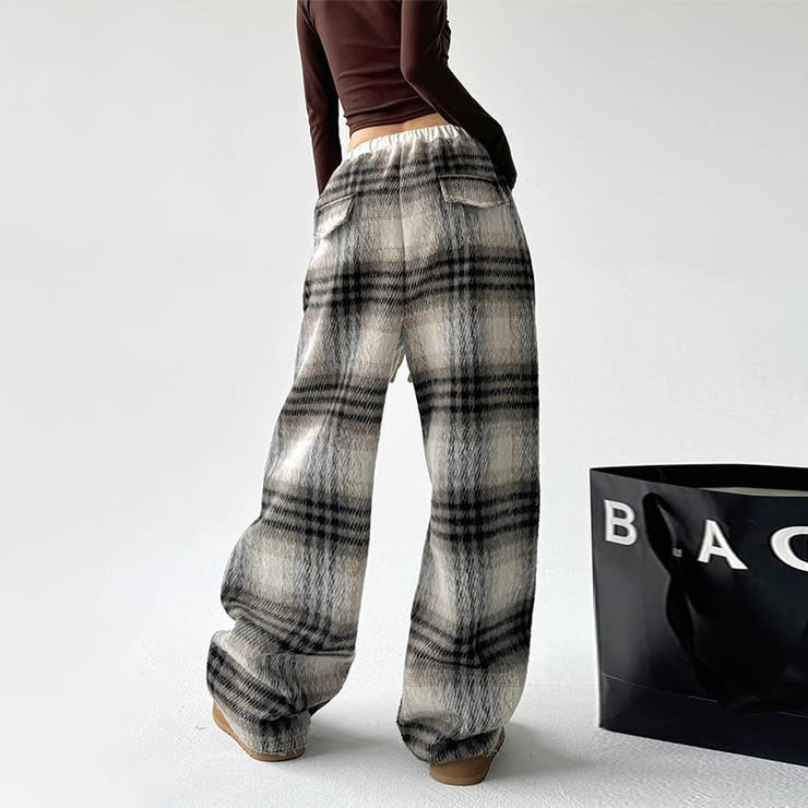 ゆるカワコーデ☆ウール混チェックパンツストレートロングパンツ | 17kg | 詳細画像7 