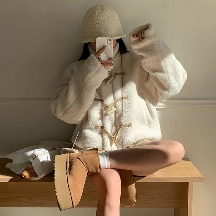 ゆるカワコーデ☆牛角ボタンボアジャケットムートン風アウター | 17kg | 詳細画像1 