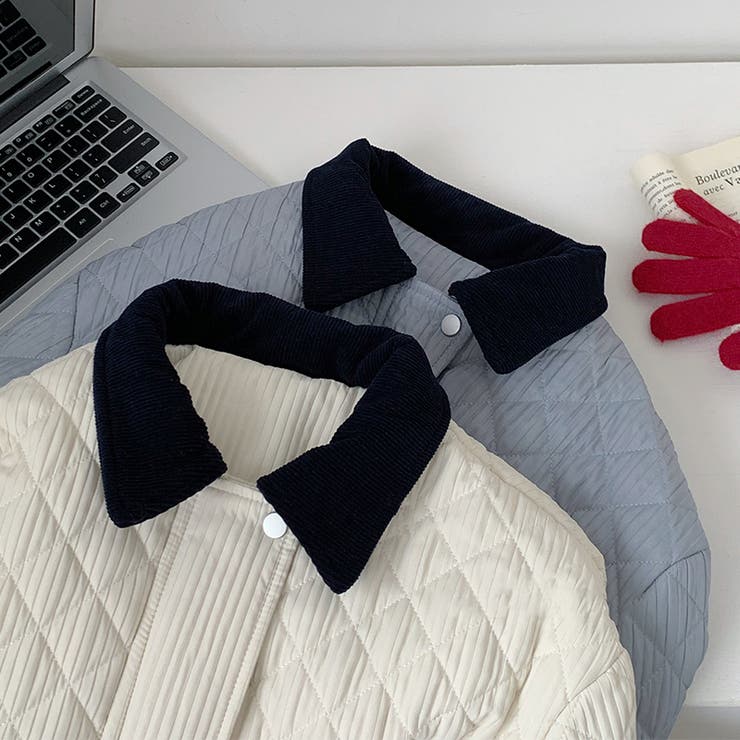 ゆるカワコーデ ダイヤキルト中綿ジャケットショート丈コーデュロイ切替中綿アウター | 17kg | 詳細画像11 