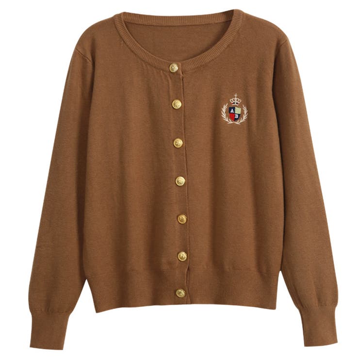 コーヒー | ミレニアル学園風☆刺繍クルーネックニットカーディガンアウターニットトップス | 17kg