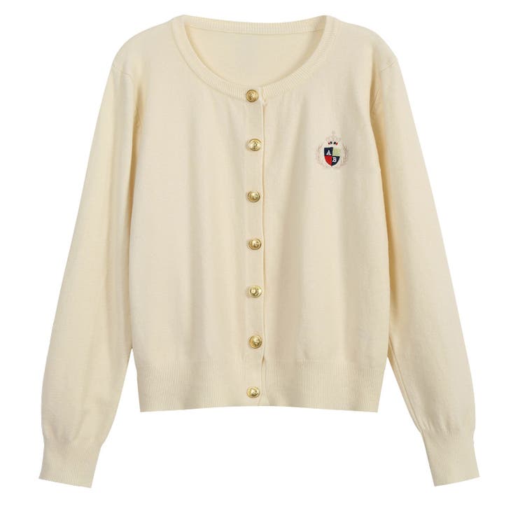 ベージュ | ミレニアル学園風☆刺繍クルーネックニットカーディガンアウターニットトップス | 17kg