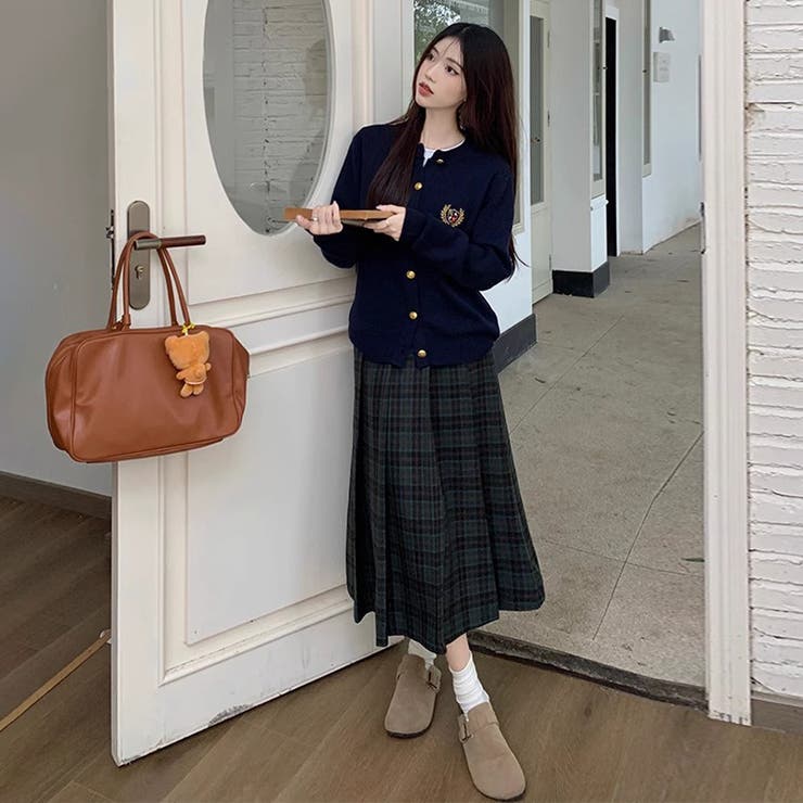 ミレニアル学園風☆刺繍クルーネックニットカーディガンアウターニットトップス | 17kg | 詳細画像10 