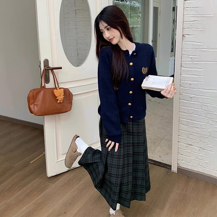 ミレニアル学園風☆刺繍クルーネックニットカーディガンアウターニットトップス | 17kg | 詳細画像11 