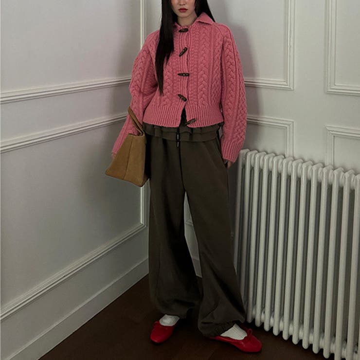 ゆるカワコーデ☆裏起毛裾フリル風フェイクレイヤードスウェットパンツワイドパンツ | 17kg | 詳細画像10 