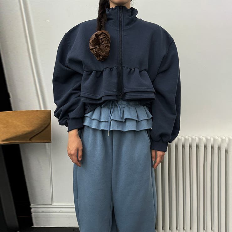 ゆるカワコーデ☆裏起毛裾フリル風フェイクレイヤードスウェットパンツワイドパンツ | 17kg | 詳細画像22 