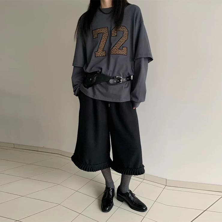 甘辛系ガールズ☆厚手ウール風フリルプリーツ無 7分丈パンツ | 17kg | 詳細画像4 