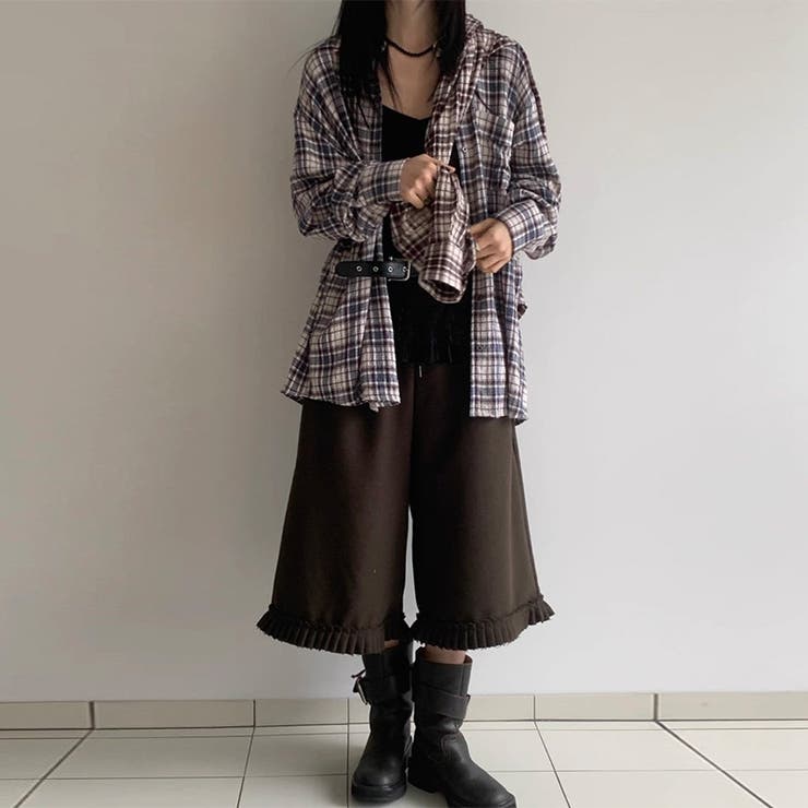 甘辛系ガールズ☆厚手ウール風フリルプリーツ無 7分丈パンツ | 17kg | 詳細画像2 