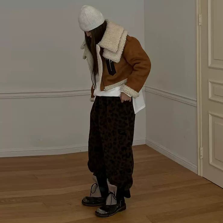 甘辛系ガールズ☆保温厚手 レオパードボアハーレムパンツ長ズボン | 17kg | 詳細画像4 