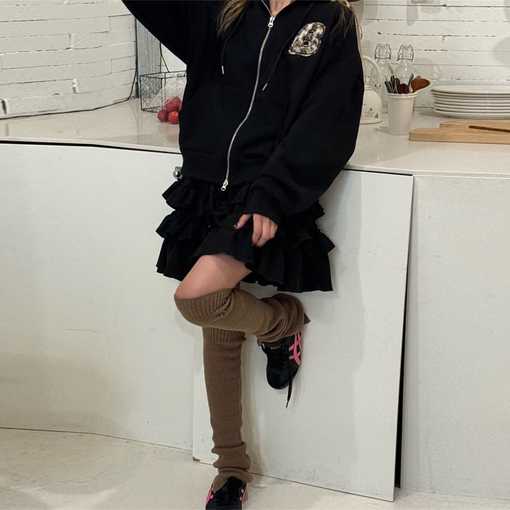 甘辛系ガールズ☆裏起毛厚手レオパード配色ワッペン英字パーカーアウター | 17kg | 詳細画像13 