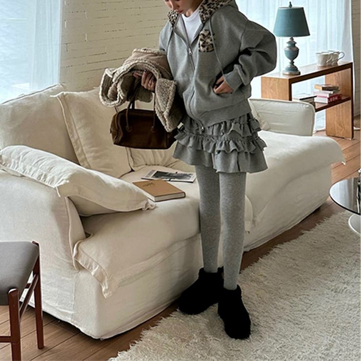 甘辛系ガールズ☆裏起毛厚手レオパード配色ワッペン英字パーカーアウター | 17kg | 詳細画像23 