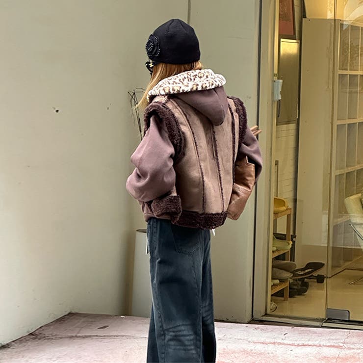 甘辛系ガールズ☆裏起毛厚手レオパード配色ワッペン英字パーカーアウター | 17kg | 詳細画像35 