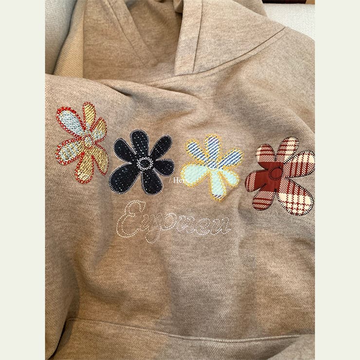 甘辛系ガールズ☆大サイズ花刺繍フード付きスウェットオーバーサイズアウター | 17kg | 詳細画像10 