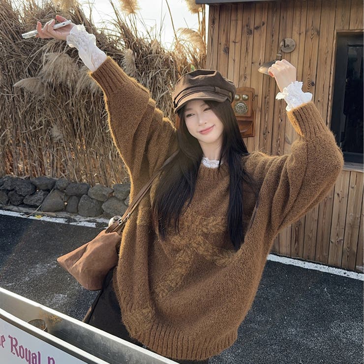イエナ　人気完売　リボンニット IENA（イエナ）の「バックリボンケーブルプルオーバー◇（ニット