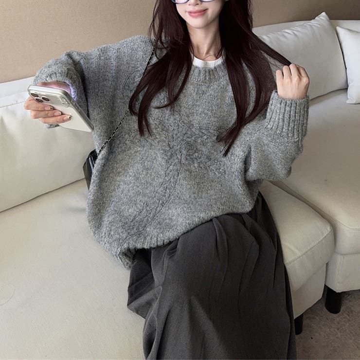 ゆるカワコーデ☆リボンニットこなれ感クルーネックセーター | 17kg | 詳細画像19 