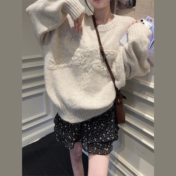 ゆるカワコーデ☆リボンニットこなれ感クルーネックセーター | 17kg | 詳細画像35 