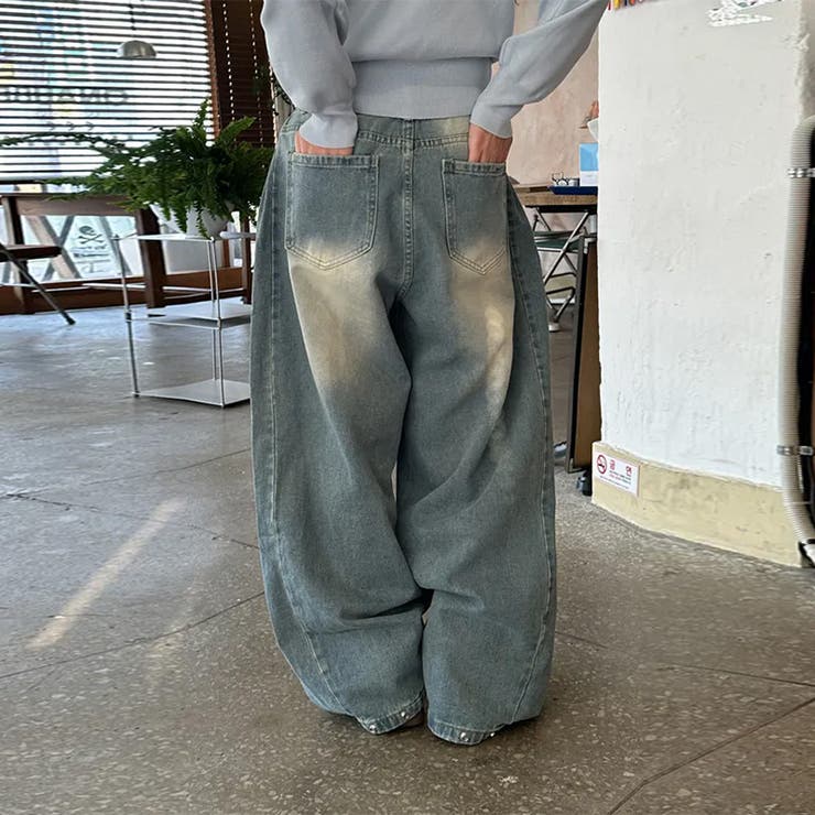 ユニセックス☆ヴィンテージ加工ワイドデニムパンツ | 17kg | 詳細画像18 