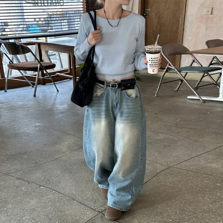 ユニセックス☆ヴィンテージ加工ワイドデニムパンツ | 17kg | 詳細画像19 