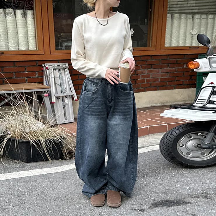 ユニセックス☆ヴィンテージ加工ワイドデニムパンツ | 17kg | 詳細画像26 