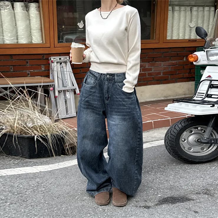 ユニセックス☆ヴィンテージ加工ワイドデニムパンツ | 17kg | 詳細画像29 