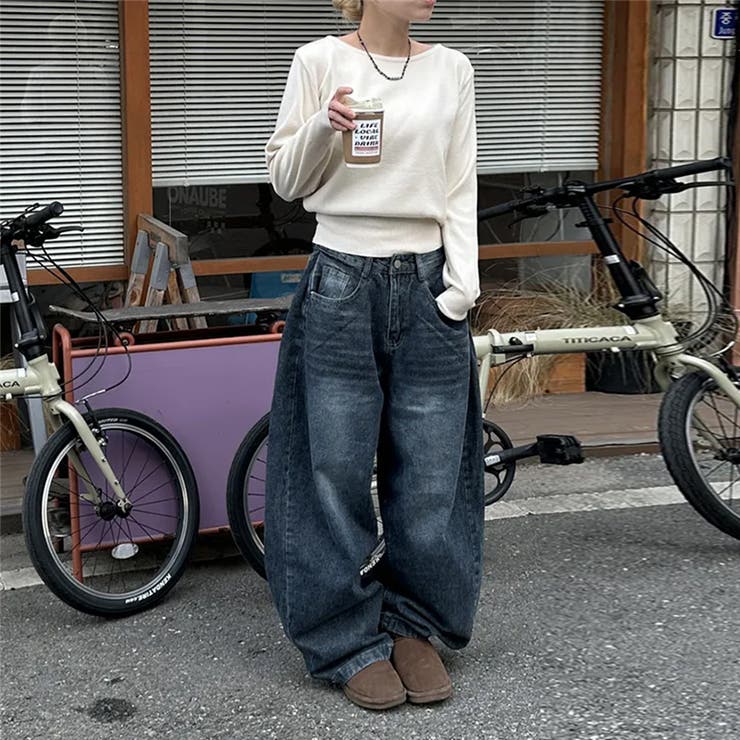 ユニセックス☆ヴィンテージ加工ワイドデニムパンツ | 17kg | 詳細画像32 