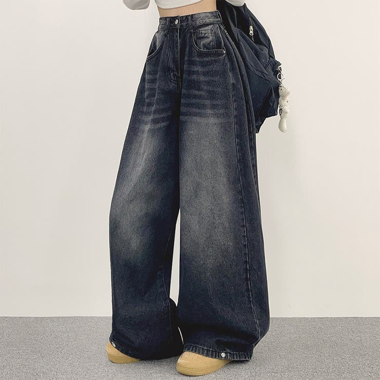 ユニセックス☆ヴィンテージ加工ワイドデニムパンツ | 17kg | 詳細画像38 