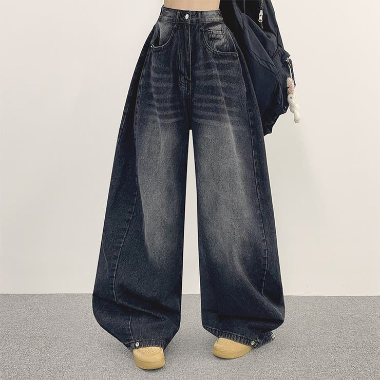 ユニセックス☆ヴィンテージ加工ワイドデニムパンツ | 17kg | 詳細画像39 